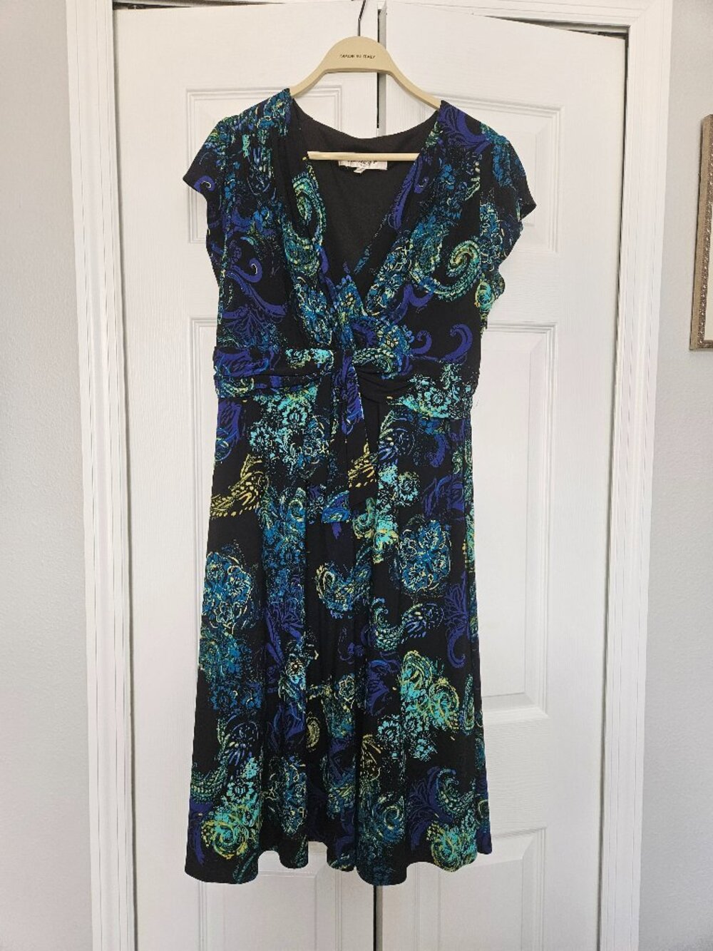 Black Bohemian Dress with waist tie and side zipper